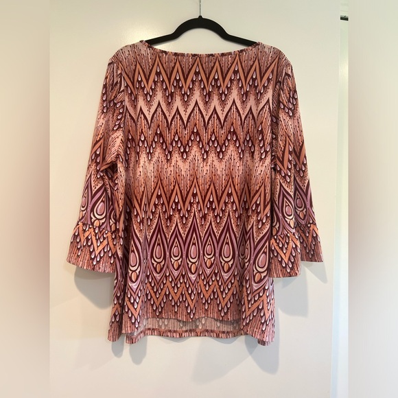 Bob Mackie Wearable Art Shirt Top Women Size 1X QVC Flare Sleeve Boho Blouse - Picture 9 of 11